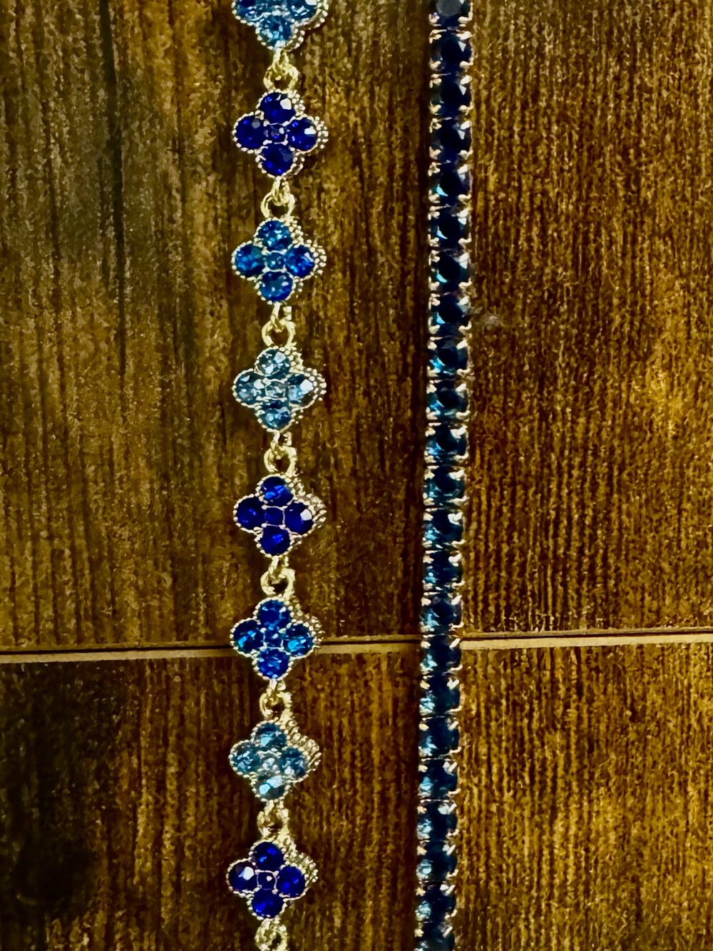 Blue Crystal Floral Link Bracelet - Women Jewelry